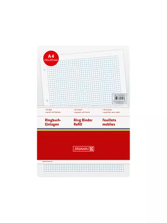 BRUNNEN VERLAG | Recambios de hojas cuadriculadas para archivador de anillas, 50 hojas con marco |